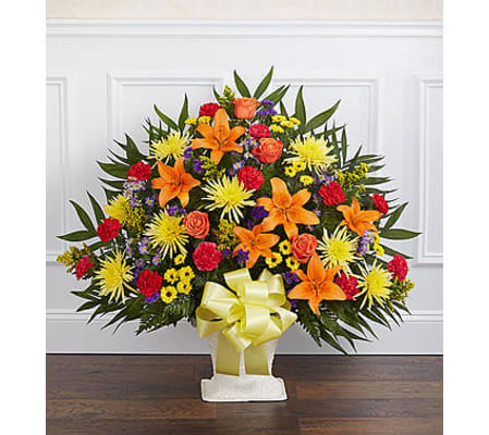 Heartfelt Tribute Bright Floor Basket