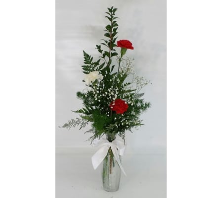 Red and White Carnation Vase
