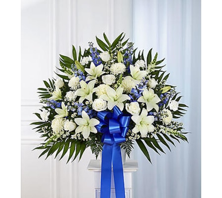 Heartfelt Sympathies™ Blue & White Standing Basket