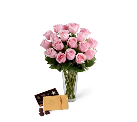 The FTD® Pink Rose & Godiva® Bouquet