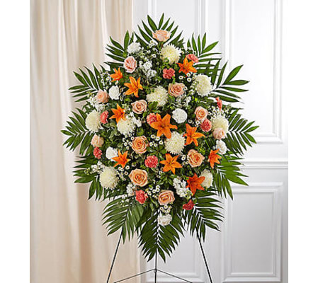 Peach, Orange & White Sympathy Standing Spray