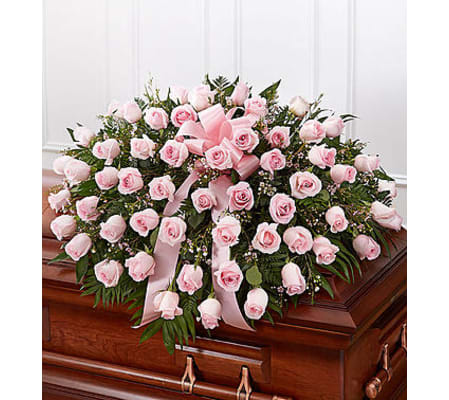 Pink Rose Half Casket Cover
