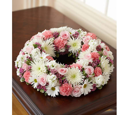 Cremation Wreath - Pink and White