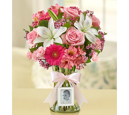 Sweet Baby Girl™ in a Clear Vase