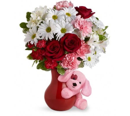 Send A Hug™ Puppy Love Bouquet with Red Roses