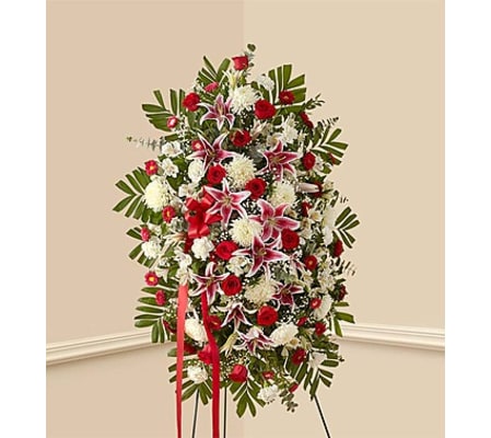 Red Rose and Lily Standing Spray