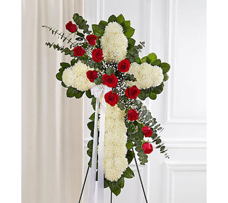 Peace and Prayers™ Standing Cross – Red & White