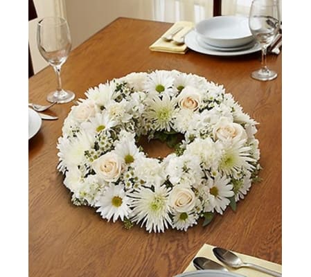 All White Wreath Centerpiece
