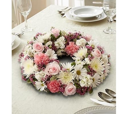 Pink and White Wreath Centerpiece
