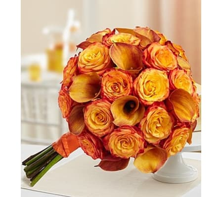 Golden Sunset Rose and Mini Calla Lily Bouque