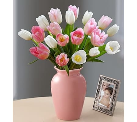 Tulips Together Bouquet™ - Pink and White