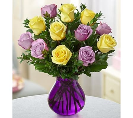 Radiant Rose Bouquet™ - Purple and Yellow
