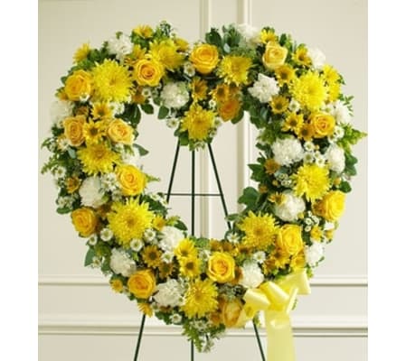 Yellow and White Standing Open Heart