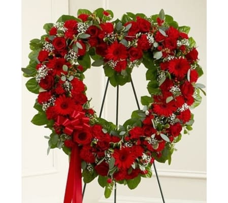 Always Remember Red Floral Heart Tribute