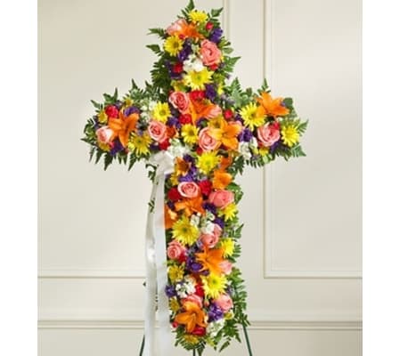 Multicolor Bright Mixed Flower Standing Cross