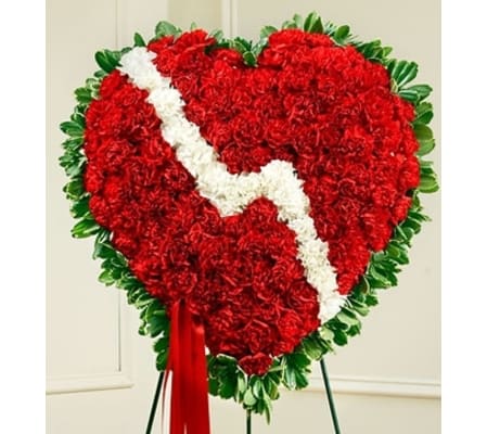 Red and White Standing Broken Heart