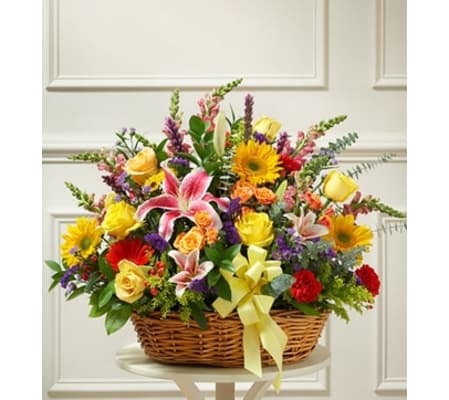 Bright Flower Sympathy Basket