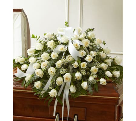 White Rose Half Casket Cover