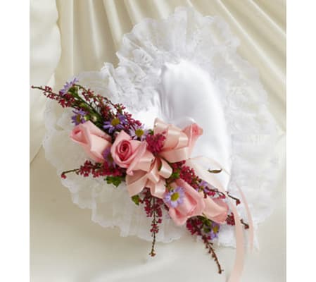 Pastel Satin Heart Casket Pillow