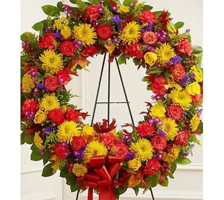 Standing Sympathy Wreath in Fall Colors