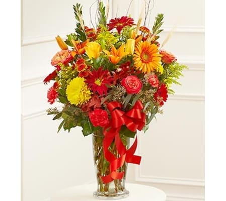 Large Sympathy Vase Arrangement in Fall Color