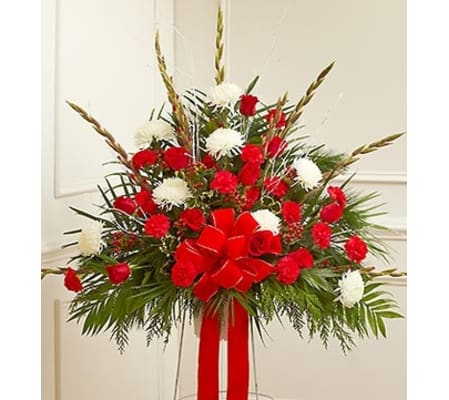 Sympathy Standing Basket in Christmas Colors