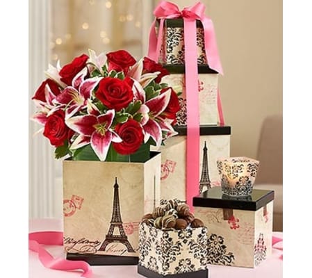 Tower of Love Bouquet with Votive and Chocola