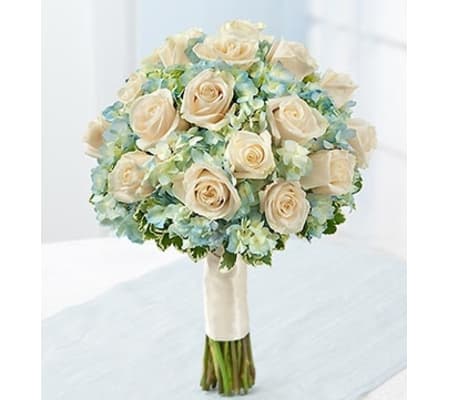 Blue and White Bridal Bouquet