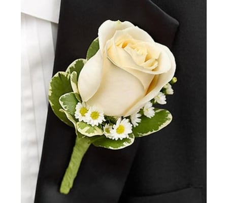 Blue and White Boutonniere