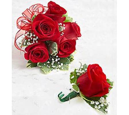 Boutonniere & Corsage Red Roses *PICK UP ONLY*
