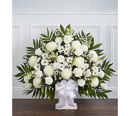 Heartfelt Tribute White Floor Basket