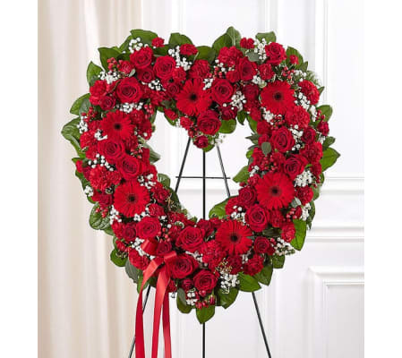 Always Remember Red Floral Heart Tribute