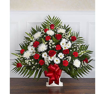 Heartfelt Tribute Red & White Floor Basket