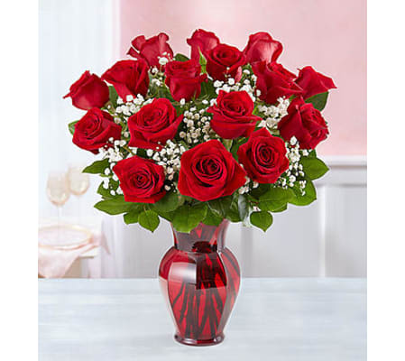 Blooming Love™ Red Roses in Red Vase