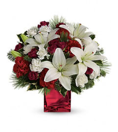 CAROLING IN THE SNOW. An arrangement by Fine's Flowers.