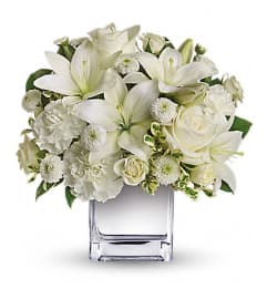 PEACE AND JOY BQT. An arrangement by Fine's Flowers.