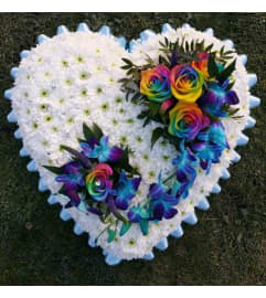 Rainbow heart Dreem. An arrangement by Shalimar Flower Shop.