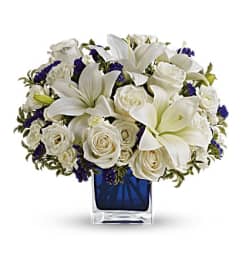 Sapphire Skies. An arrangement by Flowers By Stephanie.