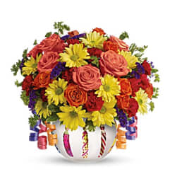 Brilliant Birthday Blooms. An arrangement by Flowers By Stephanie.