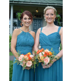 Coral Handtied Bouquet. An arrangement by Flowers by Priscilla.