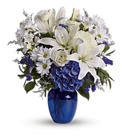 Beautifully in Blue. An arrangement by Anthurium Gardens Florist.