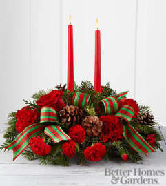 Joyous Holiday Centerpiece. An arrangement by Fendley Florists.