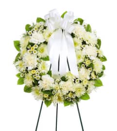 Open Wreath Standing Spray. An arrangement by Blush Republic.