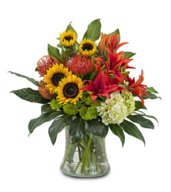 Harvest Sun. An arrangement by The Flower Patch Florist.