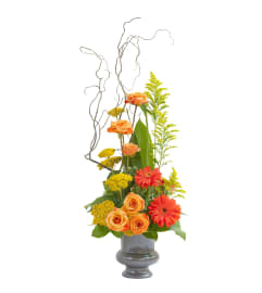 Heaven's Sunset Small Urn. An arrangement by The Flower Patch Florist.