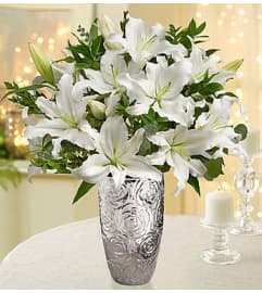 Grand Elegance Lily Bouquet. An arrangement by Aventura Blooming Petals.