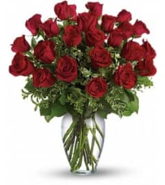 Long Stemmed Red Roses- always on my mind. An arrangement by Elegant Florist.