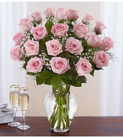 Pink Roses Two Dozen. An arrangement by Flowers of Jacksonville.