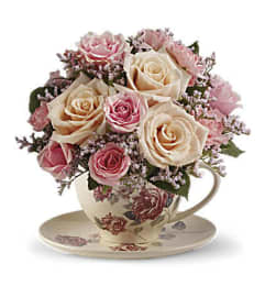 The Victorian Teacup. An arrangement by Flowers of Jacksonville.