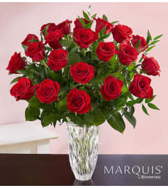 The Marquis by Waterford Premium Red Roses. An arrangement by Seasons Change Designs.